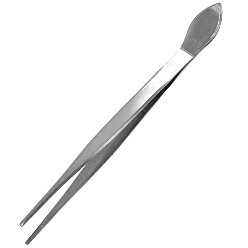 KAKURI Bonsai Tweezers Straight Serrated Tips with Spatula 8.8" - Made in Japan - Professional Bonsai Care Tool - Japanese Stainless Steel - Image 1