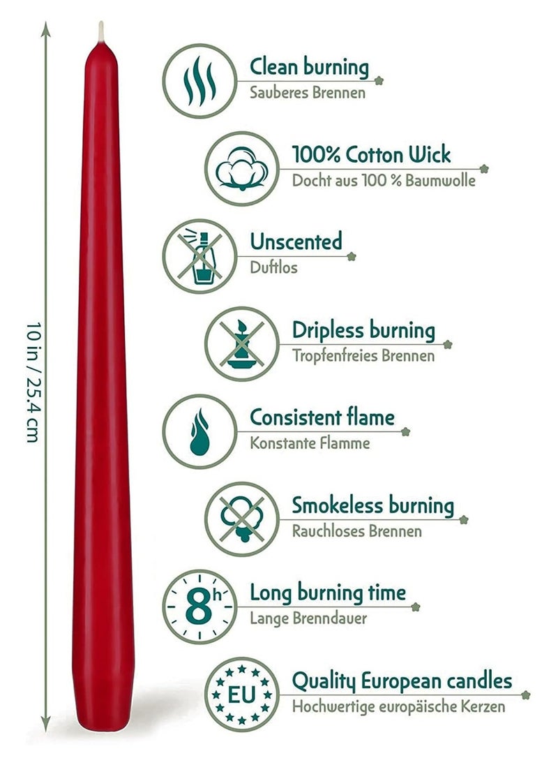 Chase Up Tall Taper Red Candles (Pack of 12) 25cm Long Candle for Romantic Dinner Long Candles wax candles Red candles long burning candles taper candles unscented dinner candles(Packaging May vary)  - Image 3