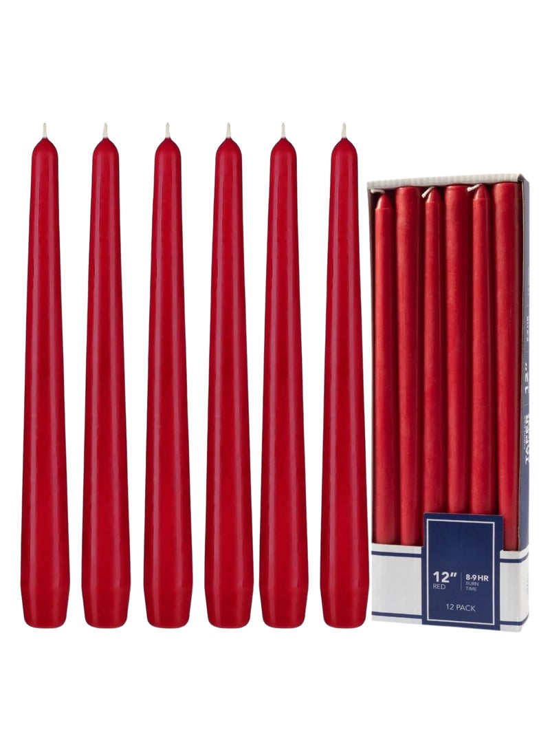 Chase Up Tall Taper Red Candles (Pack of 12) 25cm Long Candle for Romantic Dinner Long Candles wax candles Red candles long burning candles taper candles unscented dinner candles(Packaging May vary)  - Image 1