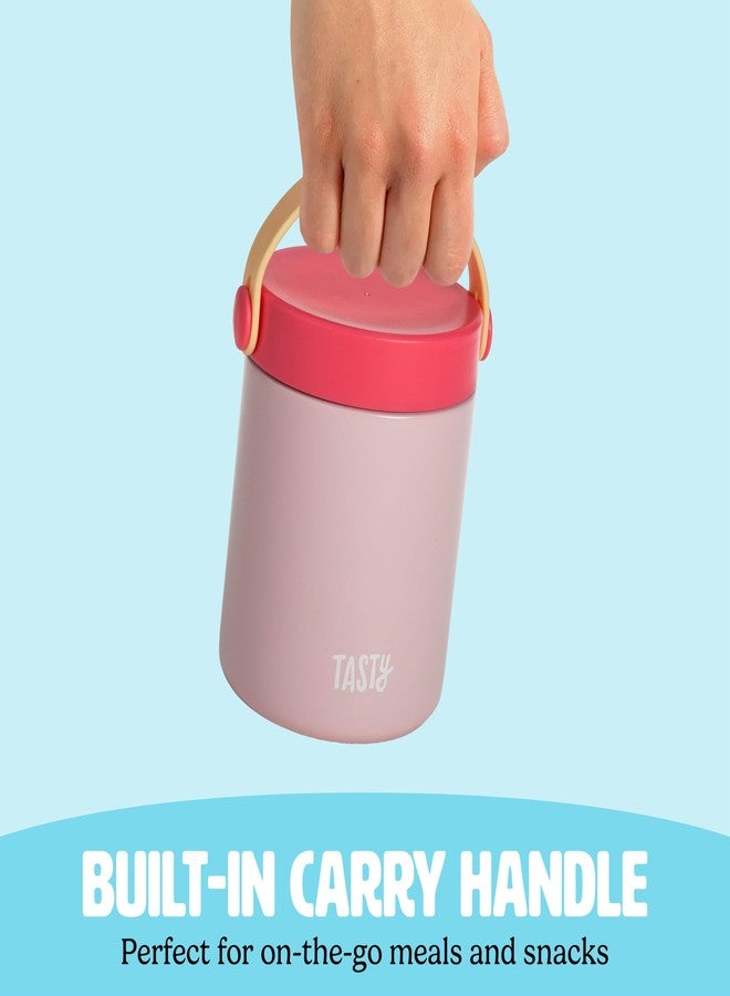 Tasty Food Jar with Folding Handle, Portable Snack Travel or Lunch Container, Stainless Steel Insulated Vacuum with Leak-Proof Lid, Keeps Food Hot or Cold for Hours, 15-Ounce, Pink - Image 5