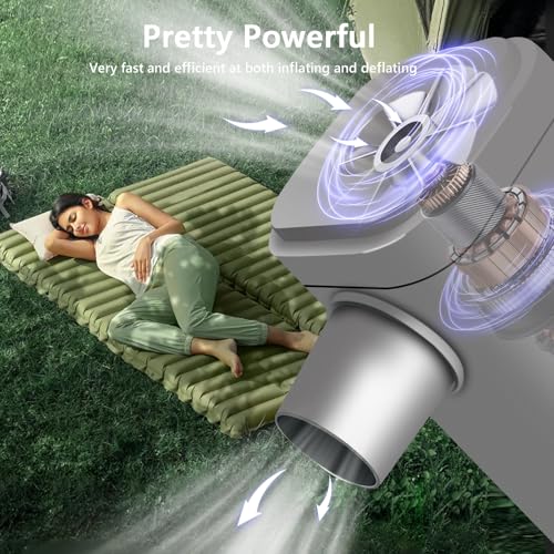 ICEKATI Portable Air Pump for Inflatables, ICEKATI Mini Electric Rechargeable Inflate Deflate Pump with Camping Light for Pool Floats, Swimming Rings, Air Mattress, Sleeping Pads, Vacuum Storage Bags - Image 2