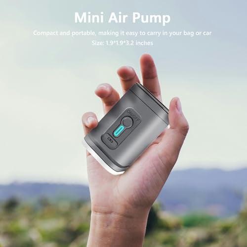 ICEKATI Portable Air Pump for Inflatables, ICEKATI Mini Electric Rechargeable Inflate Deflate Pump with Camping Light for Pool Floats, Swimming Rings, Air Mattress, Sleeping Pads, Vacuum Storage Bags - Image 4