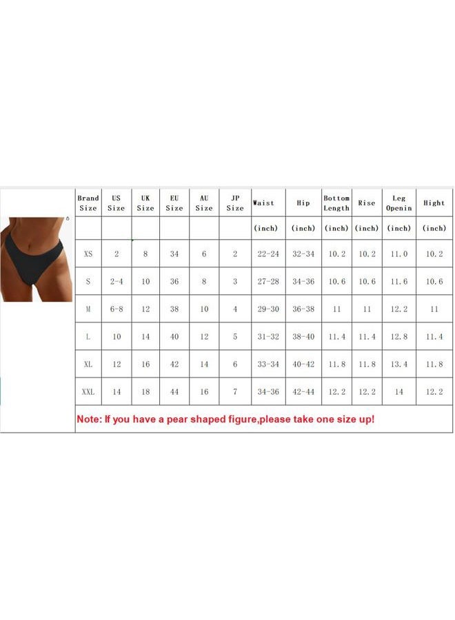 YIMISAN Women's Bikini Swim Bottom Briefs Ribbed High Cut Mid Waist Cheeky Bathing Suit Bottom, Black, XS - Image 4