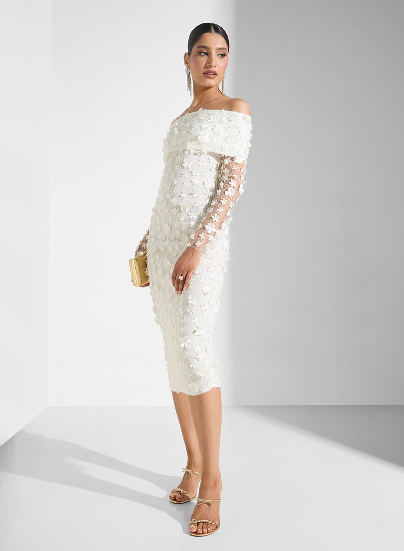 Ella Limited Edition Off Shoulder 3D Floral  Dress  - Image 4