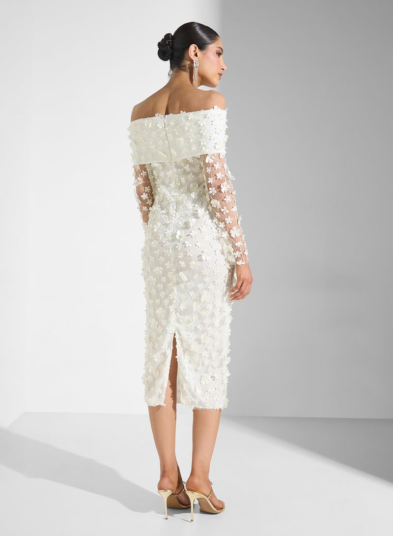 Ella Limited Edition Off Shoulder 3D Floral  Dress  - Image 2