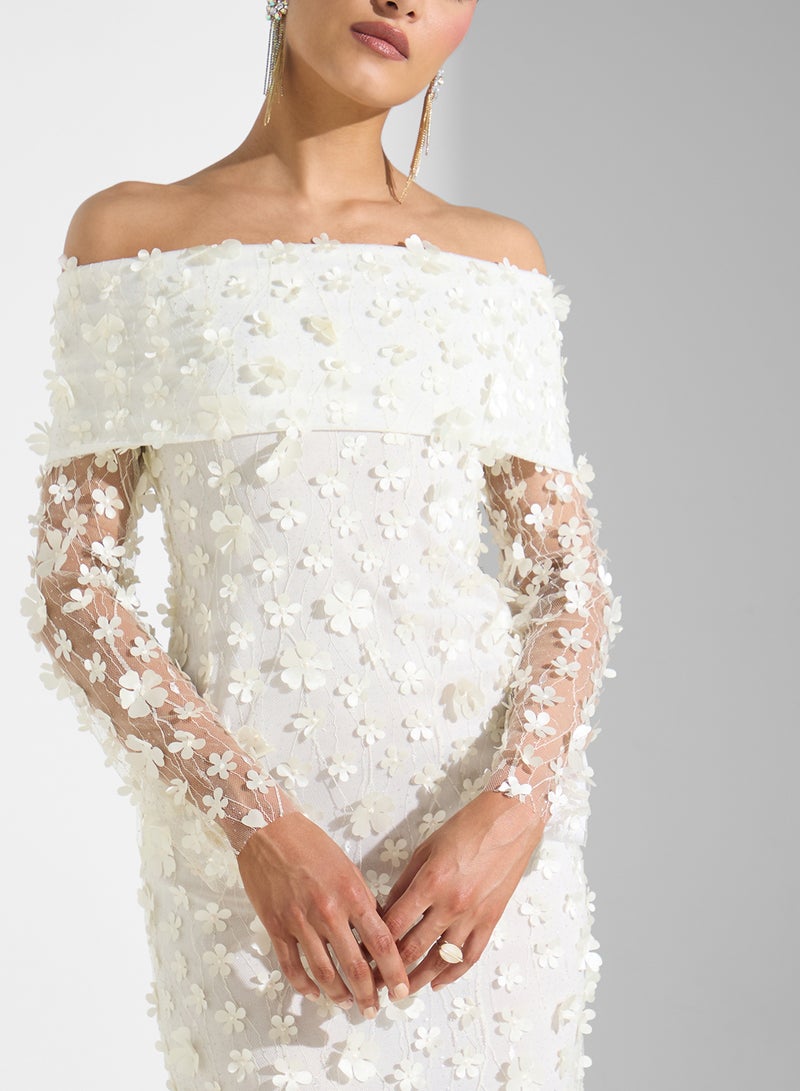 Ella Limited Edition Off Shoulder 3D Floral  Dress  - Image 3
