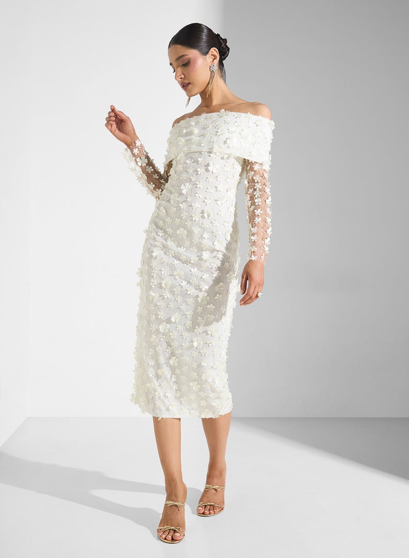 Ella Limited Edition Off Shoulder 3D Floral  Dress  - Image 1