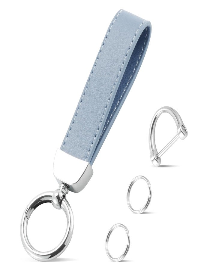 JUSTTOP Car Key Chain with Anti-Lost D-Ring and 2 Key Ring, Blue - Image 1