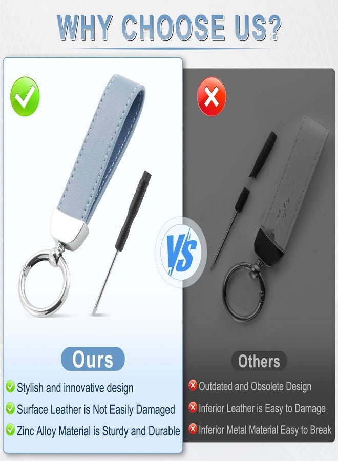 JUSTTOP Car Key Chain with Anti-Lost D-Ring and 2 Key Ring, Blue - Image 5
