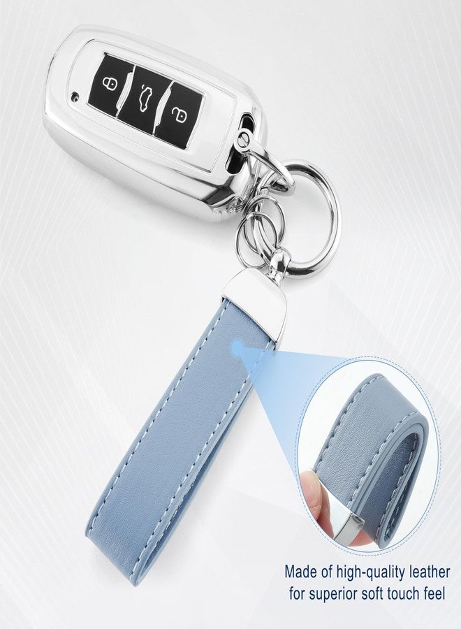 JUSTTOP Car Key Chain with Anti-Lost D-Ring and 2 Key Ring, Blue - Image 3