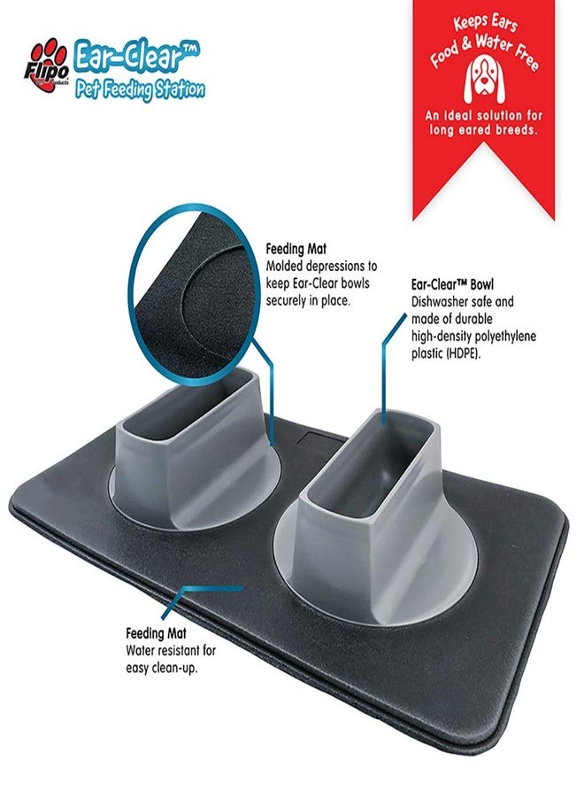 Flipo Ear Clear Dog Bowl and Mat Set, No Spill Food and Water Bowls with Mat, Perfect Feeding Tray Set for Long Eared Dog or Breeds, No Mess Dog Bowl 36 oz Feeder Bowl Set, Hounds, Cocker Spaniels, Setters - Image 2