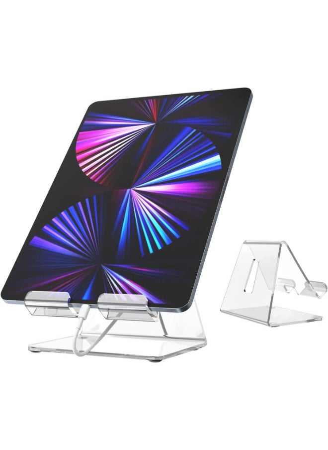 Lamsit Ibdaa - Acrylic Tablet Stand- Clear| Ipad Table | Home Office Setup | Study Room Furniture | Laptop Table | Ipad Stand - Image 1