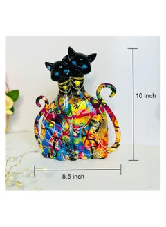 SYOSI Graffiti Egyptian Cat Sculpture, Cat Couple Sculptures, Statues Animal, Cat Art Figurines, Home Decoration for Living Room Bedroom Book Shelf TV Cabinet Desktop Decor, Table Centerpieces Ornaments  - Image 5