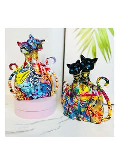 SYOSI Graffiti Egyptian Cat Sculpture, Cat Couple Sculptures, Statues Animal, Cat Art Figurines, Home Decoration for Living Room Bedroom Book Shelf TV Cabinet Desktop Decor, Table Centerpieces Ornaments  - Image 3