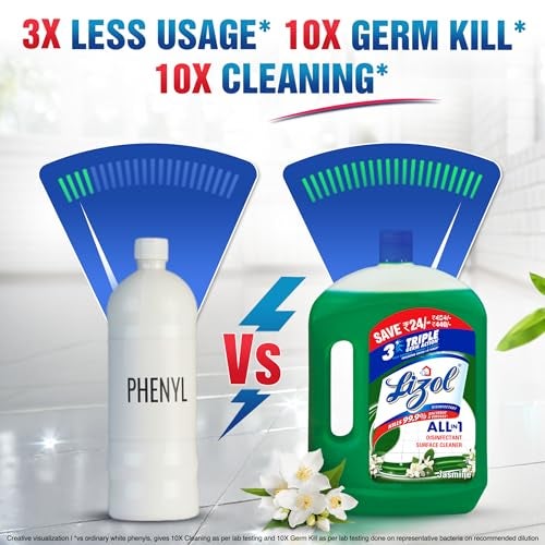 Lizol Disinfectant Surface & Floor Cleaner Liquid, Jasmine - 2 Litre | Suitable for All Floor Cleaner Mops | Kills 99.9% Germs| India's #1 Floor Cleaner - Image 3
