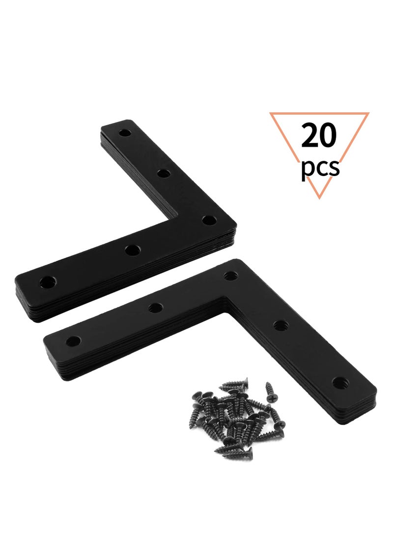 Excefore Flat Corner Brace, 20 Pcs L Shaped Corner Bracket, 2"x2" Heavy Duty Stainless Steel Shelf Supports, Duty Furniture Fastener Corner Connector for Wood Shelf Cabinet Table Chair  - Image 2