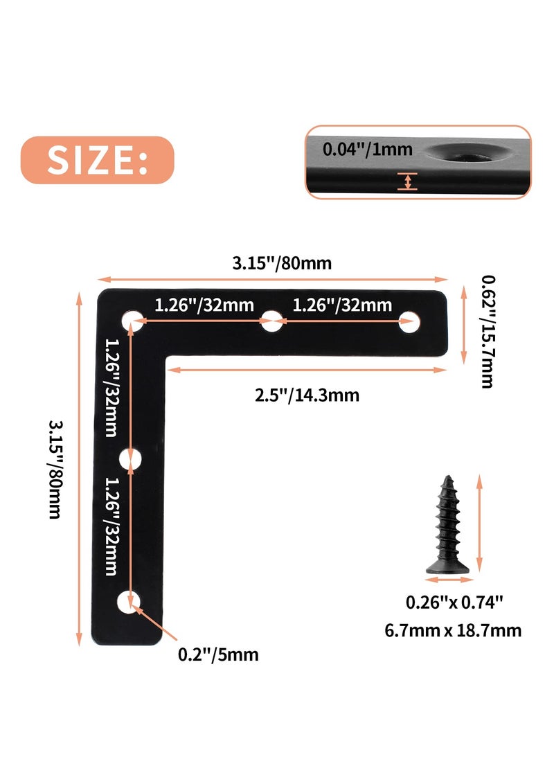 Excefore Flat Corner Brace, 20 Pcs L Shaped Corner Bracket, 2"x2" Heavy Duty Stainless Steel Shelf Supports, Duty Furniture Fastener Corner Connector for Wood Shelf Cabinet Table Chair  - Image 3