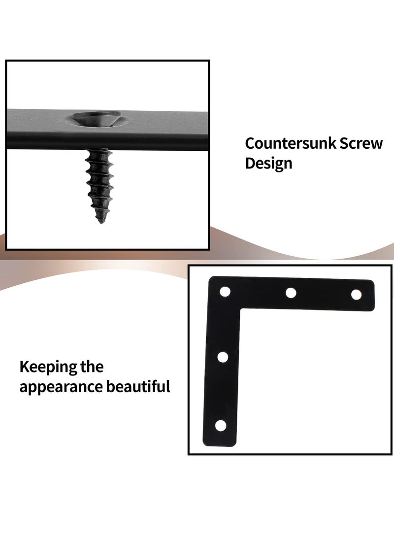 Excefore Flat Corner Brace, 20 Pcs L Shaped Corner Bracket, 2"x2" Heavy Duty Stainless Steel Shelf Supports, Duty Furniture Fastener Corner Connector for Wood Shelf Cabinet Table Chair  - Image 4