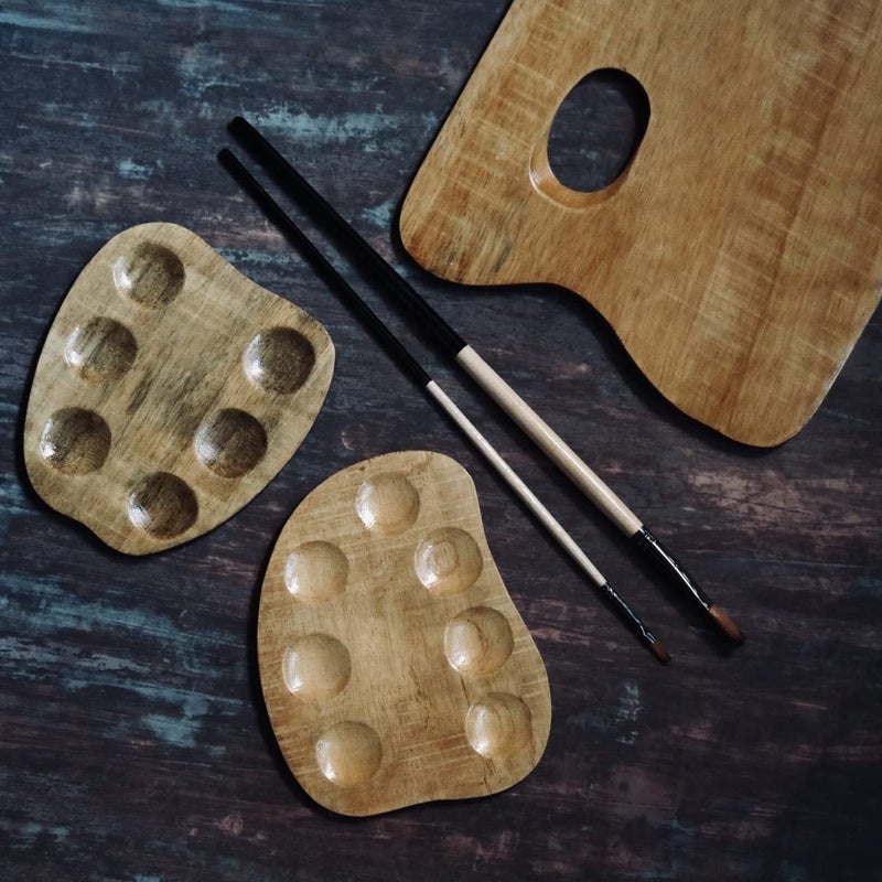 ArtRight Wooden Painting Palette - Apple Shaped Palette for All Painting and Drawing Purposes (Oil, Watercolour, Acrylic, Gouache) for Kids, Professionals, Artists and Students& - Image 4