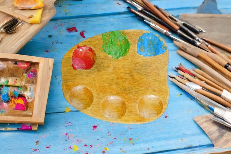ArtRight Wooden Painting Palette - Apple Shaped Palette for All Painting and Drawing Purposes (Oil, Watercolour, Acrylic, Gouache) for Kids, Professionals, Artists and Students& - Image 2