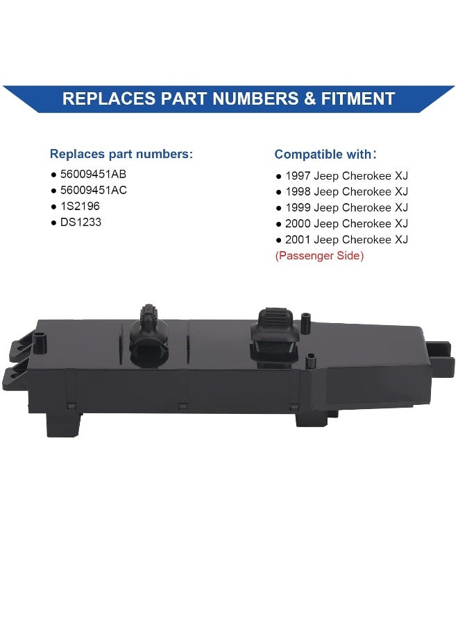 Obaee Obaee Passenger Window Switch Front Right Door Lock Control Button Compatible with Jeep Cherokee 1997 1998 1999 2000 2001 2 Door 4 Door Replacement  - Image 2