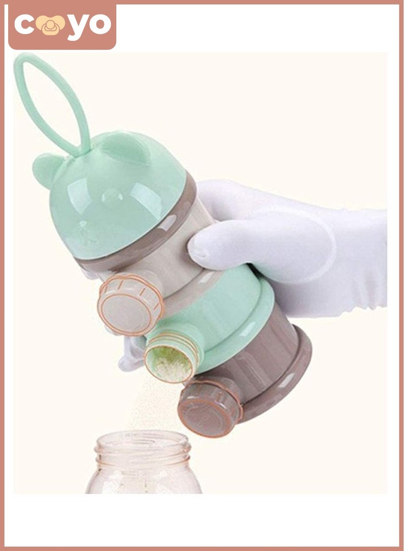 4 Layers Formula Dispenser,Portable Milk Powder Dispenser Formula Container for Travel,Baby Feeding Food Storage Container Stackable Snack Container Formula Holder Infant Milk Powder Box-Green