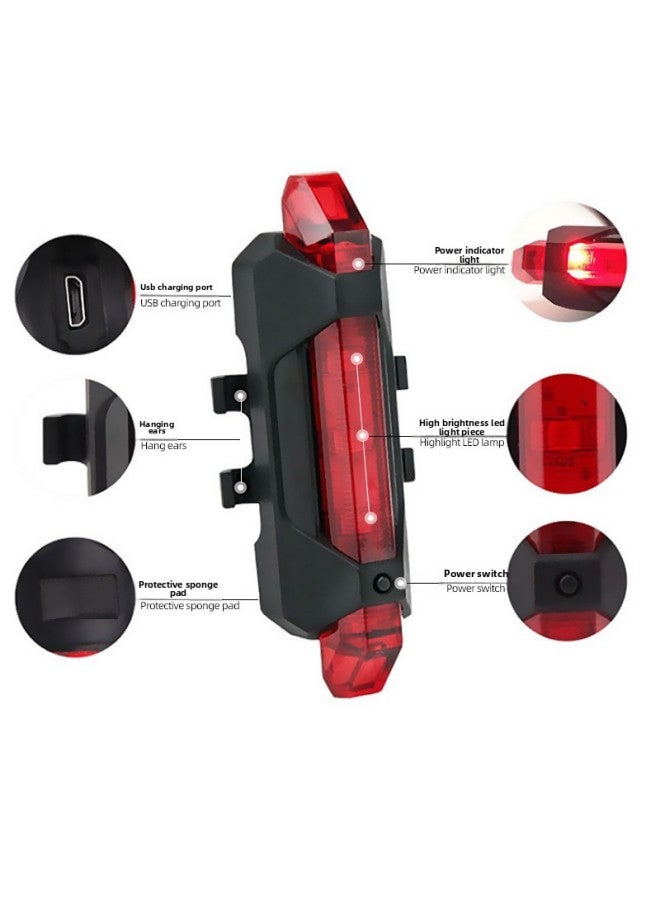 Bicycle Light Usp Rechargeable Tail Light Riding Warning Light Road Bike Mountain Bike Night Riding Safety Equipment 918 Tail Light-Color:Blu-ray (bag)  - Image 5