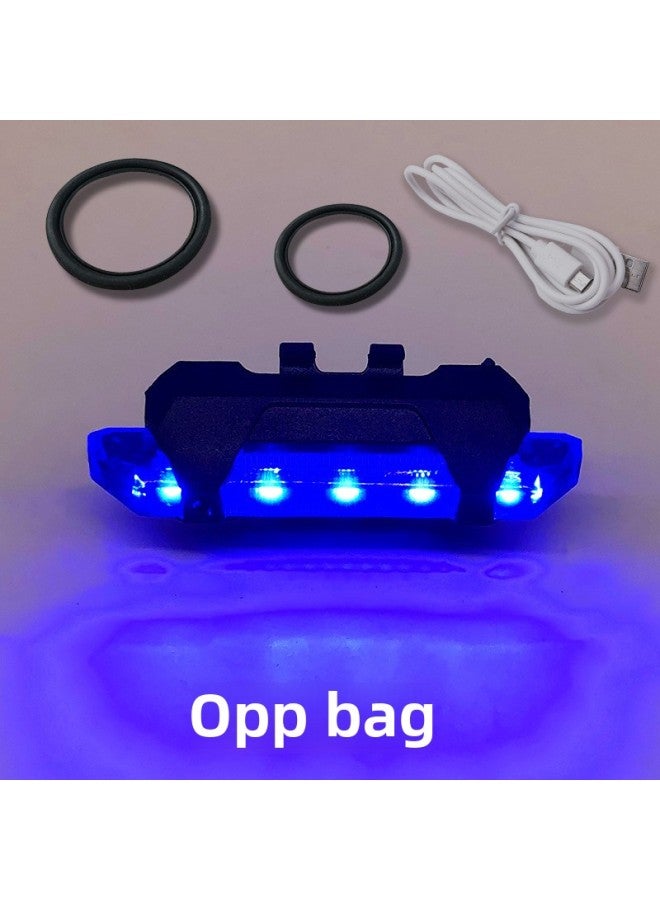 Bicycle Light Usp Rechargeable Tail Light Riding Warning Light Road Bike Mountain Bike Night Riding Safety Equipment 918 Tail Light-Color:Blu-ray (bag)  - Image 1