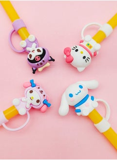 Generic 4-Pack Cute Cartoon Straw Caps for Stanley 30oz & 40oz Tumblers – Anime & Kawaii Reusable Lids for Stanley Cup, Quencher & Travel Mugs (Fun Designs, Leak-Proof)  - Image 1