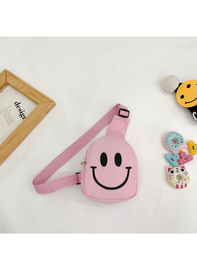Generic Kids Smile Face Sling Bag 2024 Nylon Trendy Chest Pack Pink 