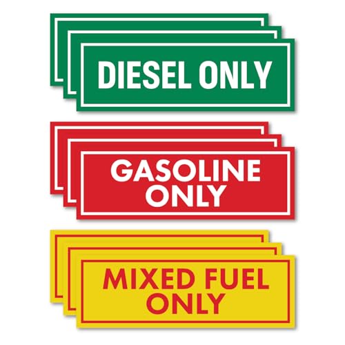 Sutter Signs 9pc Diesel Only/Gasoline Only/Mixed Fuel Only Stickers for Fuel Tank | Weatherproof Adhesive Decals for Trucks, Tractors, Fuel Cans, Gas Caps - Image 1