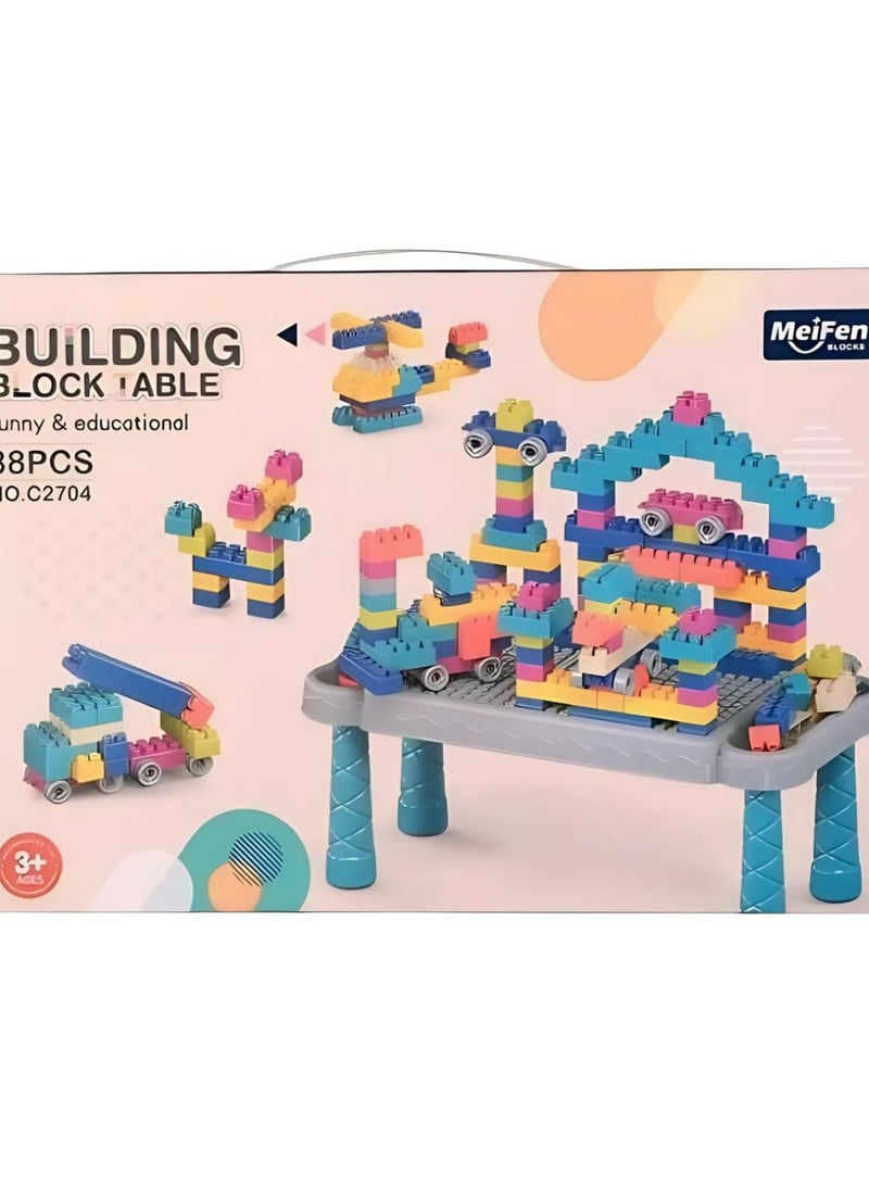Building Blocks Toy Table - Multifunctional Toy Table For Kids To Organize And Learn Children'S Building Blocks Table With 88 Blocks Suitable For 3-6 Years Old Children - Image 1