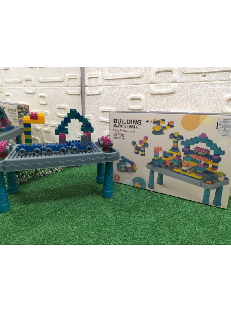 Building Blocks Toy Table - Multifunctional Toy Table For Kids To Organize And Learn Children'S Building Blocks Table With 88 Blocks Suitable For 3-6 Years Old Children - Image 3