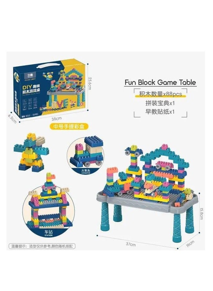 Building Blocks Toy Table - Multifunctional Toy Table For Kids To Organize And Learn Children'S Building Blocks Table With 88 Blocks Suitable For 3-6 Years Old Children - Image 5