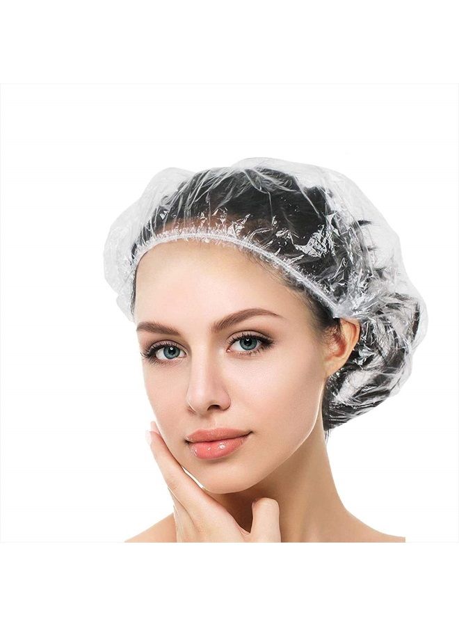 Years calm 50PS Disposable Shower Caps, Plastic Clear Shower Caps, lengthening and thickening Hair Caps for Hair dyeing assistance, Hotel and Hair Salon, Home Use, Portable Travel (Size 20.5"/52cm） - Image 1