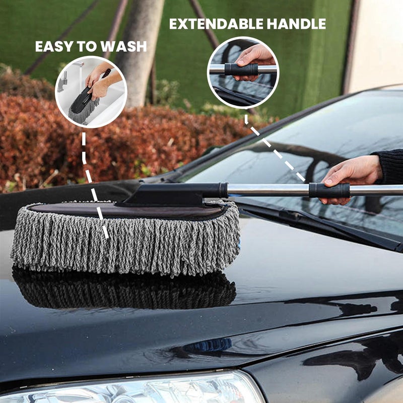 Maxoshine Microfiber Car Duster Brush with Extendable Handle | Dusting Brush for Interior & Exterior | Scratch-Free Cleaning Microfiber Duster for Car & Home Cleaning (Grey) - Image 5