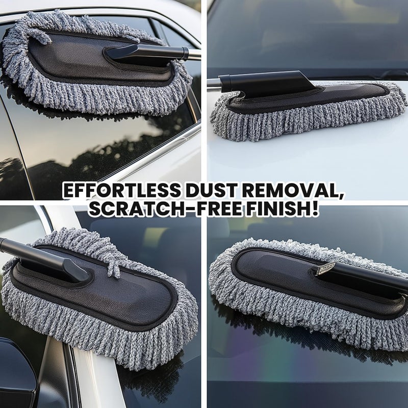 Maxoshine Microfiber Car Duster Brush with Extendable Handle | Dusting Brush for Interior & Exterior | Scratch-Free Cleaning Microfiber Duster for Car & Home Cleaning (Grey) - Image 4
