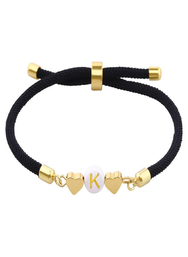 سمر لوف سوار "حب الصيف" متعدد الألوان بحرف أولي للنساء، بتصميم قلب حب، هدية مجوهرات لطيفة للصديقة، الابنة، الأم، الجدة في عيد الميلاد أو الكريسماس (K، أسود) - Image 1