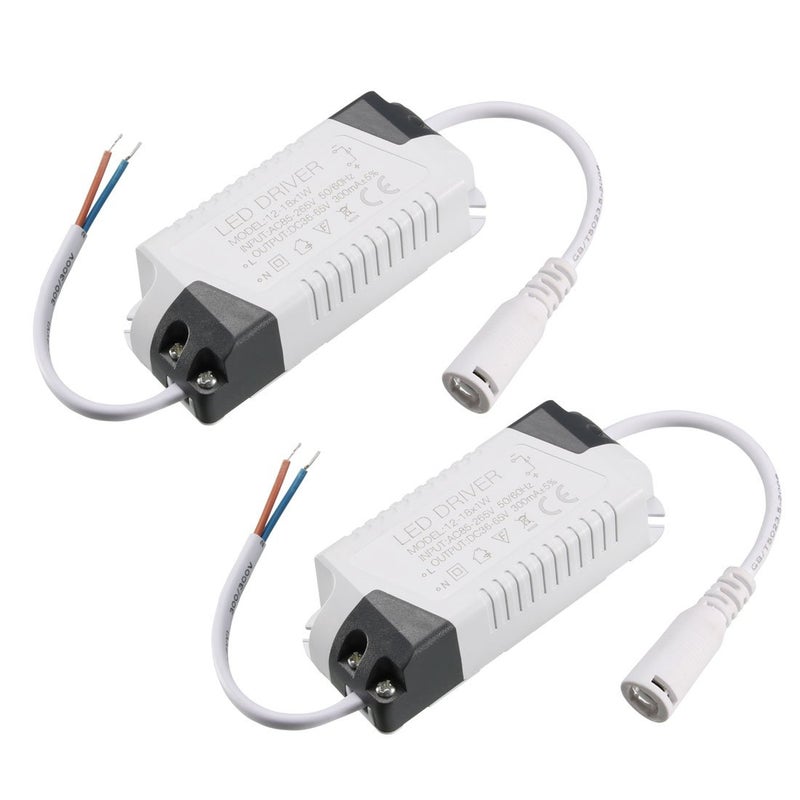 uxcell LED Driver 12-18W Constant Current 300mA High Power AC 85-265V Output 36-65V DC Connector External Power Supply LED Ceiling Lamp Transformer 2Pcs - Image 1