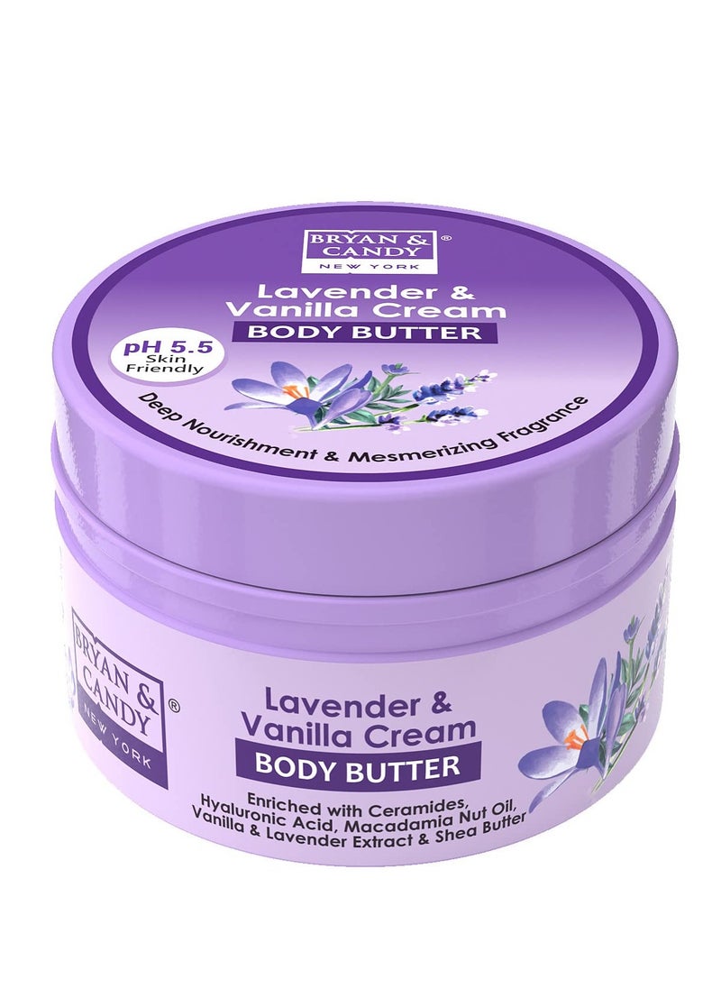 BRYAN & CANDY BRYAN And CANDY Lavender Vanilla Body Butter pH 5.5 for 72Hrs Moisturization Enriched with Ceramides Hyaluronic acid Lavender extracts Shea Butter 200G  - Image 1