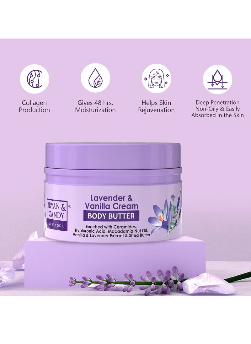 BRYAN & CANDY BRYAN And CANDY Lavender Vanilla Body Butter pH 5.5 for 72Hrs Moisturization Enriched with Ceramides Hyaluronic acid Lavender extracts Shea Butter 200G  - Image 3