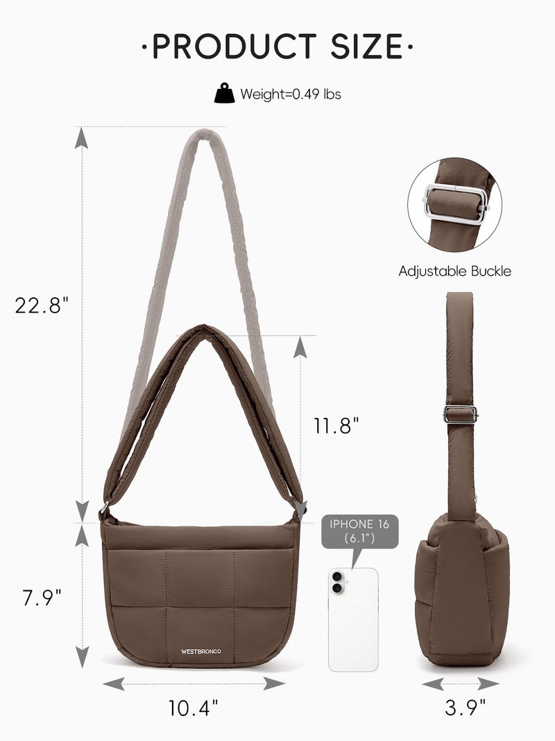 WESTBRONCO Puffer Crossbody Bags for Women Nylon Shoulder Bag Womens Quilted Crossbody Purse for Travel with Adjustable Strap - Image 3