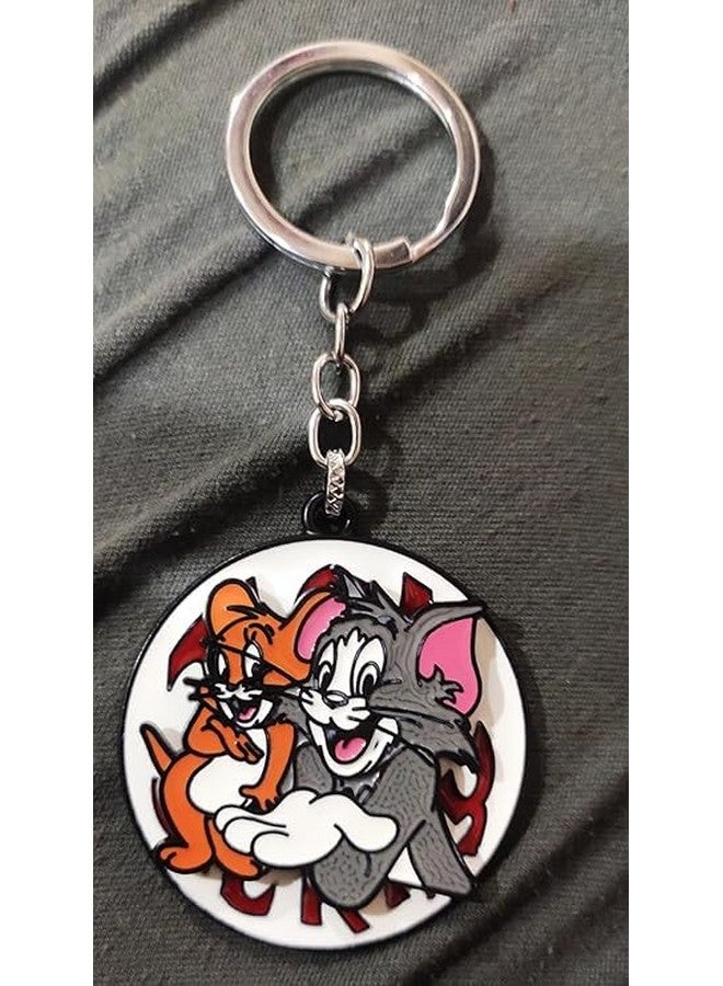 Blue Aura T&J 360ÔøΩ Rotating Couple Keychain | Keychain for Girls | Anime Merch | Cute Couple Keychains | Inspired | Gifts for Anime Lovers (Tom & Jerry) - Image 1