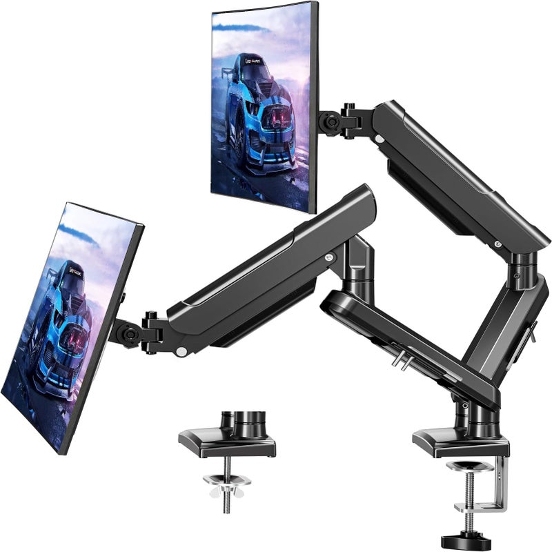 MOUNT PRO Dual Monitor Desk Mount, 13-32 inch Adjustable Full Motion Monitor Arm, Computer Display Stand Holder with Clamp and Grommet Base, Fits 4.4 to 22lbs Screens, VESA Mount Bracket, Black, Freelift Pro - Image 1
