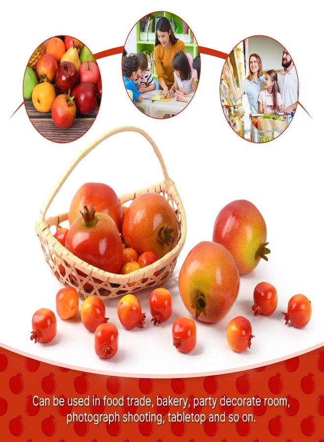 Luckforest Artificial Pomegranates, 25 Pcs 2 Sizes Lifelike Simulation Pomegranates Fake Fruits for Home Kitchen Table Basket Decor Photography Props - Image 3