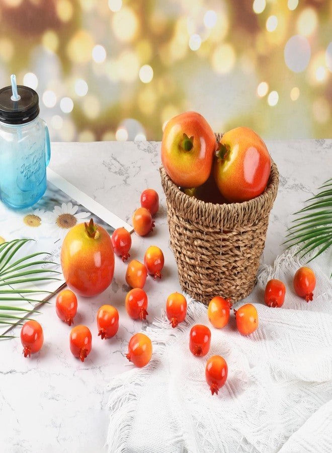 Luckforest Artificial Pomegranates, 25 Pcs 2 Sizes Lifelike Simulation Pomegranates Fake Fruits for Home Kitchen Table Basket Decor Photography Props - Image 2