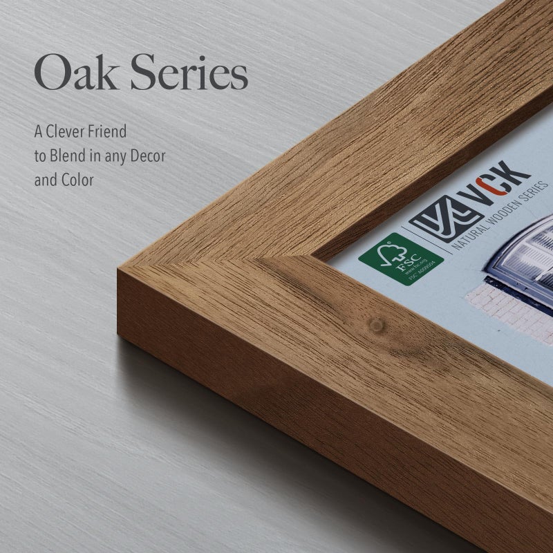 VCK 16x24 Poster Frame 3 Pack - Brown Walnut, Natural Textured Solid Wood Picture Frame, Wall Gallery Frame - Image 4