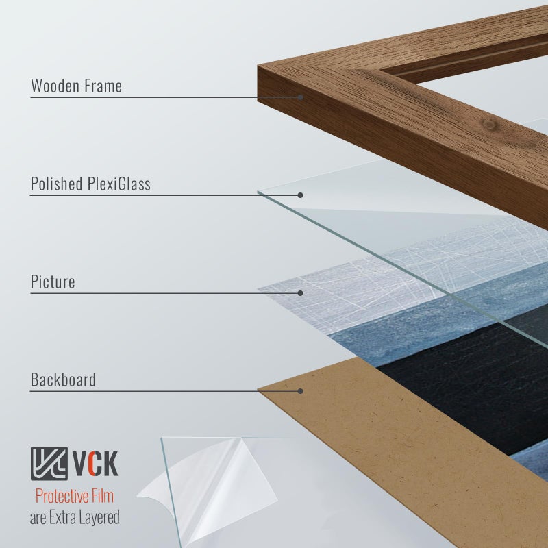 VCK 16x24 Poster Frame 3 Pack - Brown Walnut, Natural Textured Solid Wood Picture Frame, Wall Gallery Frame - Image 5