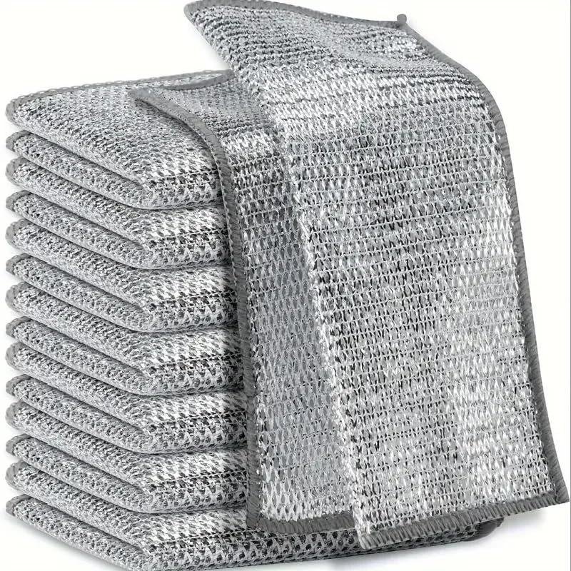 Abhaas Multipurpose Stainless Steel Dishwashing Rags Joona Metal Cloth for Wet/Dry Scrubber for Cleaning - Scrub for Kitchen Daily use Steel Wool Juna Machine Washable for Cooktop and Utensils (10) - Image 1