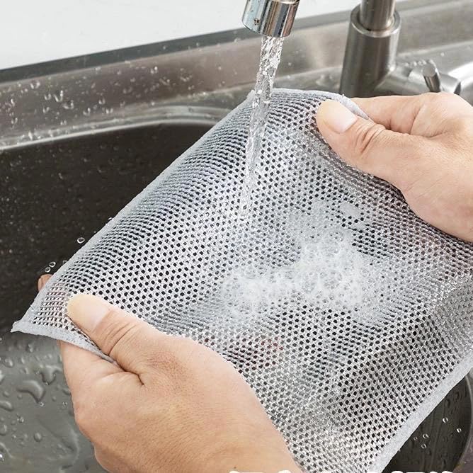 Abhaas Multipurpose Stainless Steel Dishwashing Rags Joona Metal Cloth for Wet/Dry Scrubber for Cleaning - Scrub for Kitchen Daily use Steel Wool Juna Machine Washable for Cooktop and Utensils (10) - Image 3